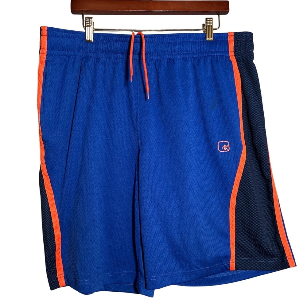AND1 Mens Basketball Shorts 2XL Blue Orange Mesh Athletic Gym Pockets Drawstring